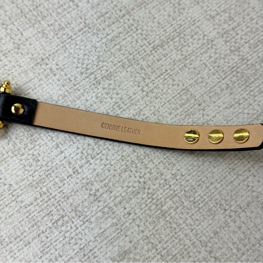 Rustic Cuff Black Leather Wrap Bracelet with Gold Tone Buckle - Picture 3 of 5